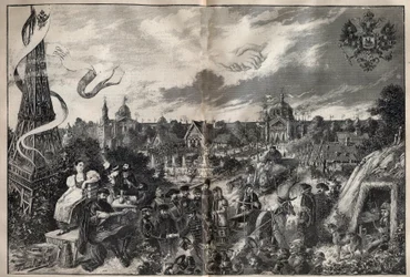 Evocation of Friendship Between France and Russia and the Russian Exhibition in 1892 on the Champ de Mars in Paris (Engraving in La Science francaise)