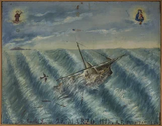 Ex-voto sailor, popular offer as a pledge of devotion and gratitude of the sailor surviving to the dangers of the sea coming from the Church of Carmine, Torre del Greco, near Naples, 29/03/1894 Italy