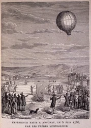 Experiment Made at Annonay on 5 June 1783 by the Montgolfier Brothers - in Les Contemporains