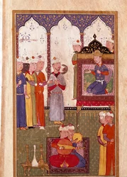Feast Organized by the Sultan with Snake Charmer and Musicians (16th Century)