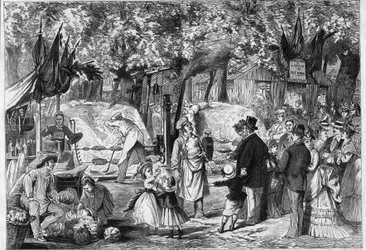 Fete des Loges: A rotisserie set up in the forest of Saint Germain near Paris