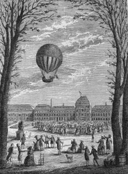 First air trip to a hydrogen gas aerostat by Charles and Robert, December 1