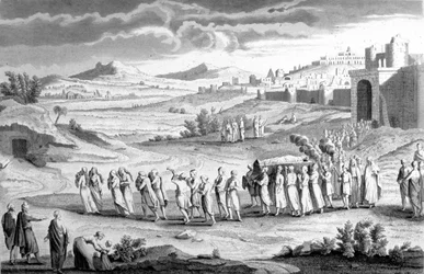 Funeral according to the Hebraic rite. 19th century engraving