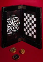 Game Box Made of Walnut, Ivory and Ebony