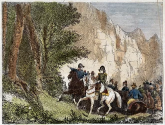 General Bonaparte (Napoleon I) and Pascal Paoli, Corsican patriot. Engraving 19th century