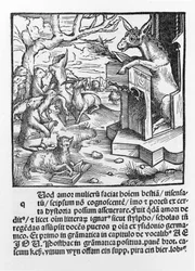 German Incunable Depicting a Donkey Teaching a Class of Forest Animals, 1490