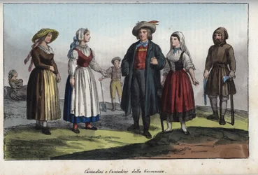 German peasants - engraving from “Usi e Costumi di Tutti i Popoli dell