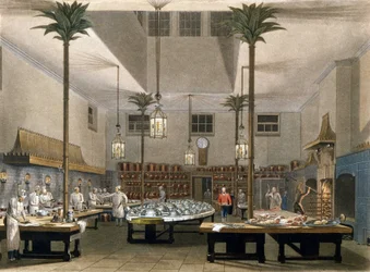 Grand Hotel: the kitchens of the Great Pavillon Hotel in Brighton. 1850