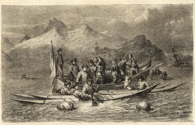 Harp Seal Hunt - Seal Hunt in Greenland - Engraving from The Illustrous Universe 1866
