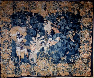 Hercules shooting down the Hydra of Lerne that burns his servant Iolas