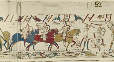 Here fell the brothers of Harold: Gyrth and Leofwine, Bayeux Tapestry