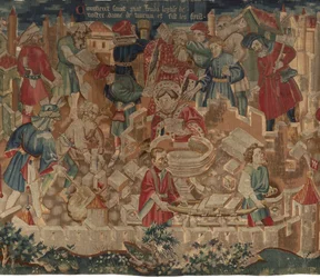 History of Saint Piat and Saint Eleuthère, Scene 5: How the saint Piat founded the church of Our Lady and made the baptismal fonts