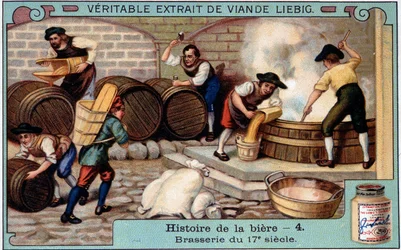 History of beer: brewery in the 18th century - Liebig advertising sticker