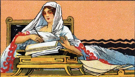 History of Writing: A Young Woman Writing in Latin, Early 20th Century