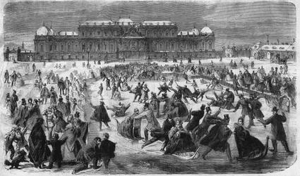 Ice skating on Belvedere Square in Vienna in 1864.