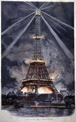 Illumination of the Eiffel Tower during the Universal Exposition of 1889.