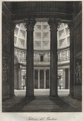 Interior of the Pantheon, Rome - Engraving from 