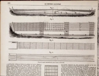 International bridge project over the Channel between Calais and Dover - in "The Illustrated World" of 16/11/1867