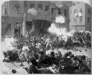 Ireland 1872: Belfast troubles, struggle between Orangists and Catholics