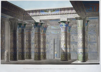 Island of Philae: Colourful Interior Perspective View, taken under the Portico of the Great Temple - in 