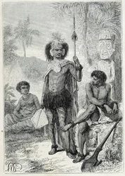 Journey of Captain James Cook (1728-1779): indigenes of the Marquesas Islands - illustration taken from 