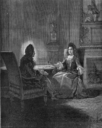 King Louis XIV Talking with His Future Wife, Madame de Maintenon (engraving)