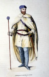 Knight of the Order of Templars in war costume (19th century engraving)