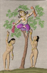 Krishna Flying with Two Gopis