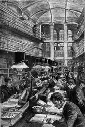 The Cujas Library of the School of Law of Paris. Engraving in the Journal La Jeunesse