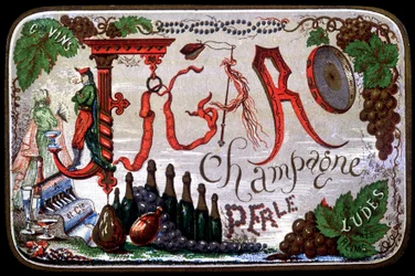 Label of Figaro Champagne Perle. sd. 19th century