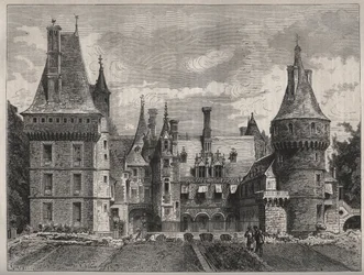 The castle of Maintenon, Eure et Loir, Centre, France (engraving of the 19th century)
