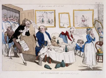 The Gourmand (meal of Louis XVI and Marie Antoinette during the flight to Varennes) - in Musée de la Caricature