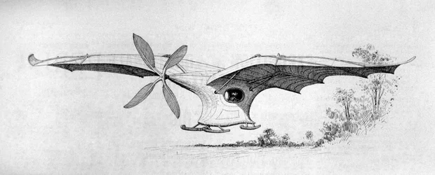 The Eole, the flying machine by Clement Ader