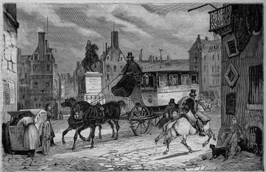 Les Omnibus de Paris in the 19th century: the tricycle - engraving from 1892
