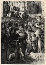 Animal trials in the Middle Ages - Execution of the infanticidal sow of Falaise - engraving from “L