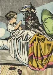 Little Red Riding Hood asks the Wolf, 