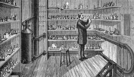 Louis Pasteur (1822-1895), French chemist and biologist, in 1883 at the Ecole Normale in Paris
