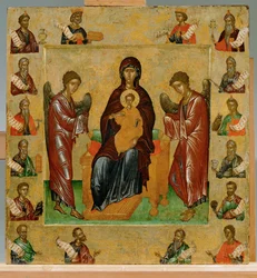 Madonna Enthroned, Archangels and Two Saints, Surrounded