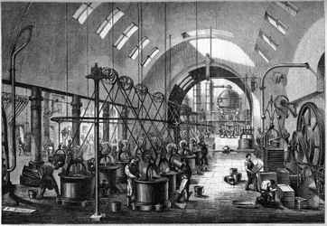 Main workshops of the large sugar refinery of Launay, owned by Mr. Cedard in Nantes in 1864.