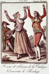 Man and Woman of Catalonia Dancing the Fandango