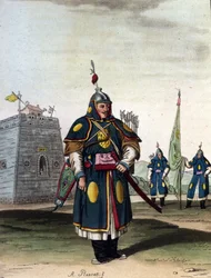 Military Chinese manchou - in “Le costume ancien et moderne” by J. Ferrario, ed. Milan