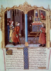 Miracle of Saint Louis (1214-1270): a warrior of a lame with crutches