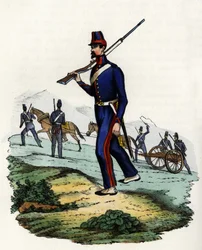 Mountain artillery battalion of the French army of Africa in Algeria in 1830. In 