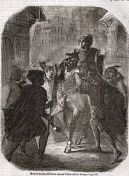 Murder of Louis I of Valois, Duke of Orléans (1372-1407), in the Old Rue du Temple by Jean sans Peur - in “Histoire de France” by L.-P. Anquetil