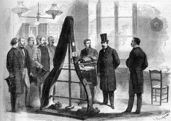 Napoleon III visited the offices of the electric telegraph at the Ministry of the Interior in 1866.