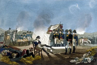 Napoleon I Bonaparte sleeping in the bivouac on the eve of the Battle of Austerlitz on 1 December 1805