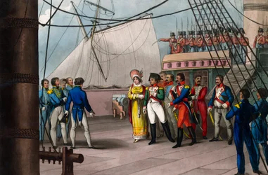 Napoleon confides in the British Faith - Napoleon Bonaparte aboard the Bellerophon the British ship that led him to exile at St. Helene on 15 July 1815 - Napoleon the Great, surrendering himself to the generosity of the British nation