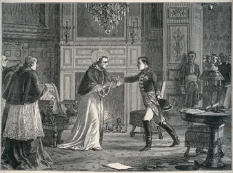 Napoleon visiting Pope Pius VII at Fontainebleau 1804 - Visit of Napoleon I to Pope Pius VII at Fontainebleau 1804