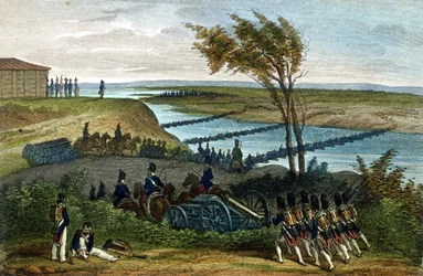 Napoleonic War: Russian Campaign. Passage of the River Niemen on 24/06/1812, Which Separates the Two Empires. Engraving of the 19th Century