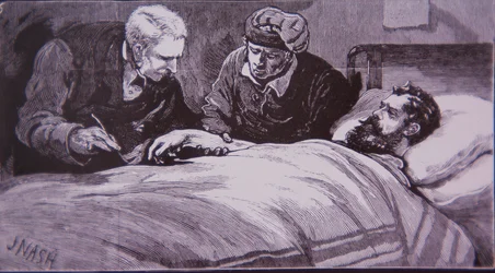 Ned Kelly Lies Wounded in Prison Hospital in Melbourne After Being Captured by Police on 28 June 1880